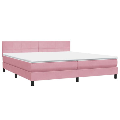 Letto a Molle con Materasso e LED Rosa 180x210 cm in Velluto | homemem39