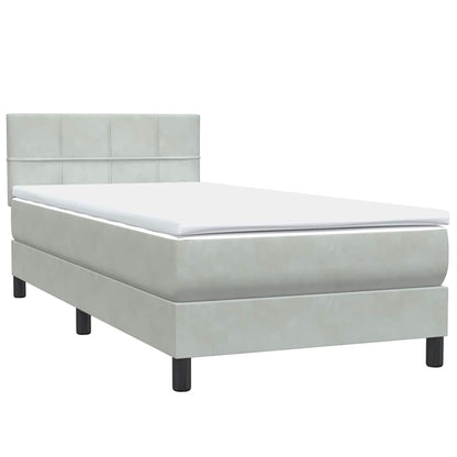 Letto a Molle con Materasso e LED Grigio Chiaro 80x220 cm Velluto | homemem39