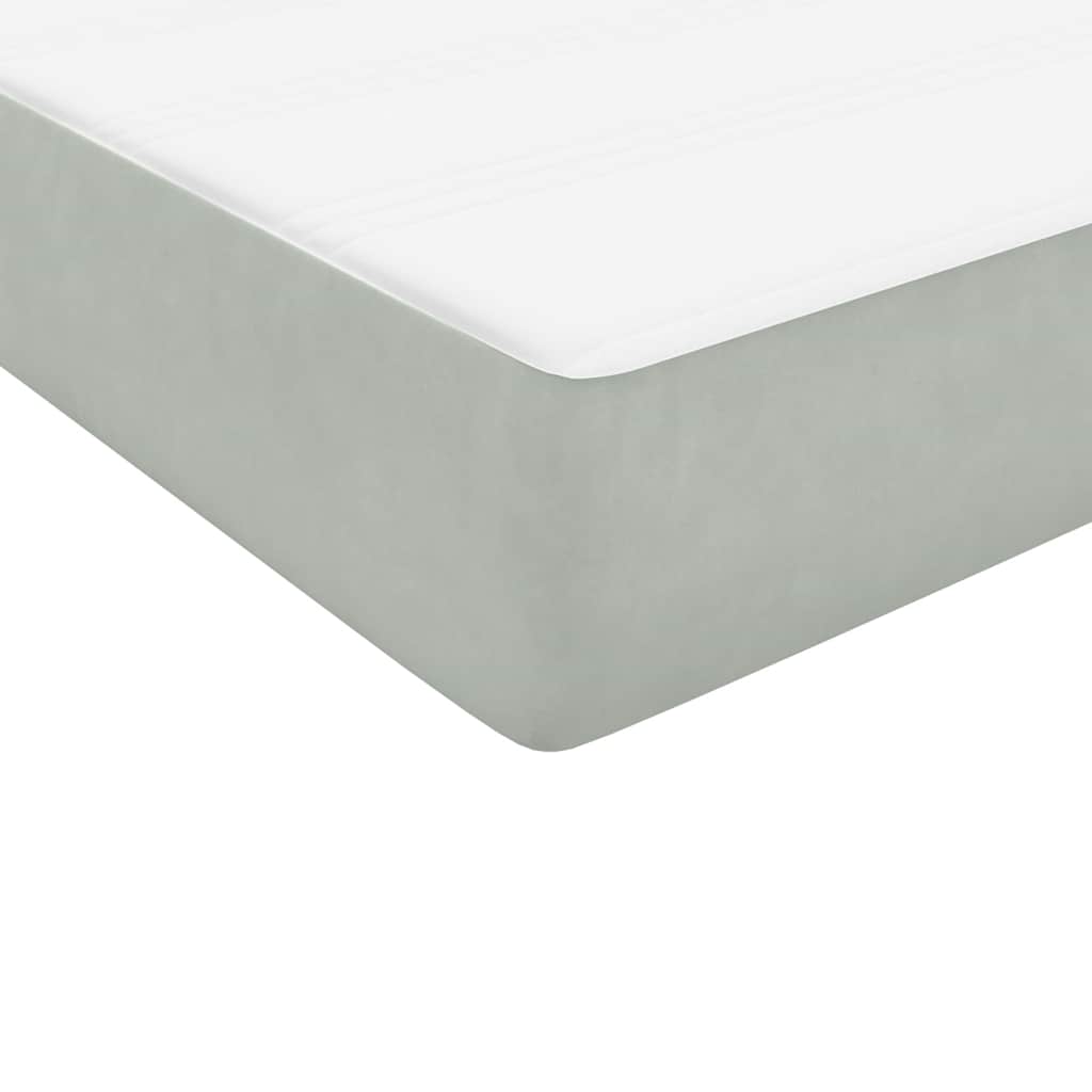 Letto a Molle con Materasso e LED Grigio Chiaro 80x220 cm Velluto