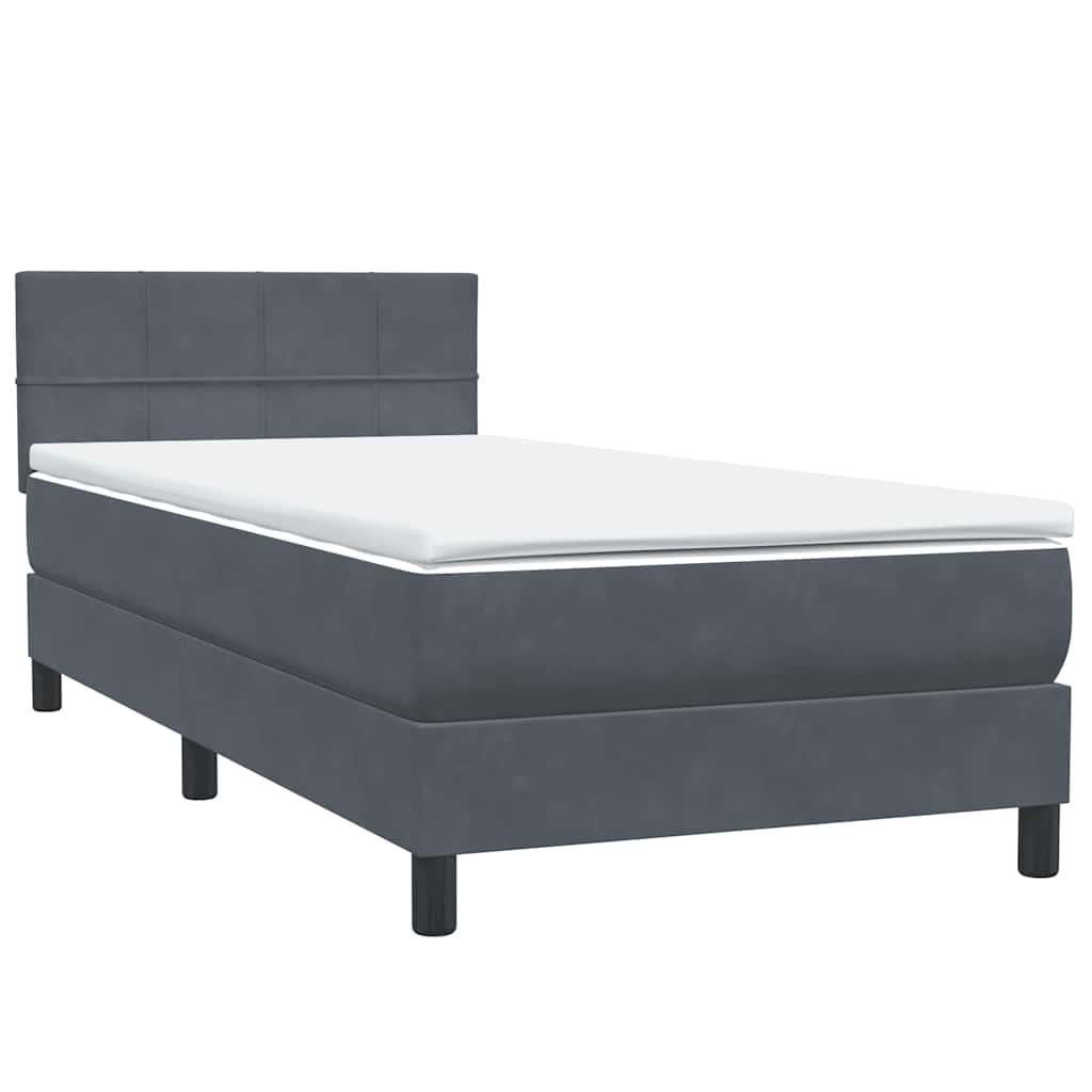 Letto a Molle con Materasso e LED Grigio Scuro 80x220 cm Velluto | homemem39