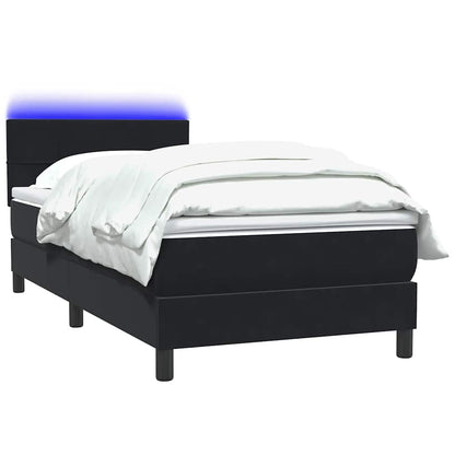 Letto a Molle con Materasso e LED Nero 80x220 cm Velluto