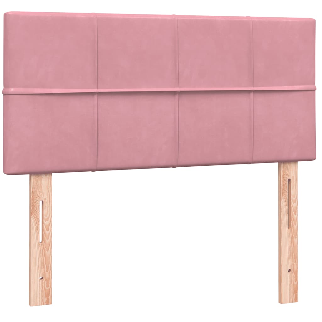 Letto a Molle con Materasso e LED Rosa 80x220 cm Velluto | homemem39