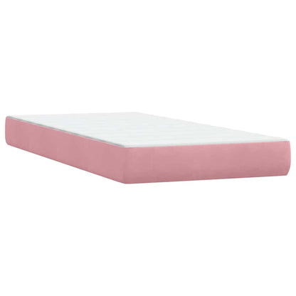 Letto a Molle con Materasso e LED Rosa 80x220 cm Velluto