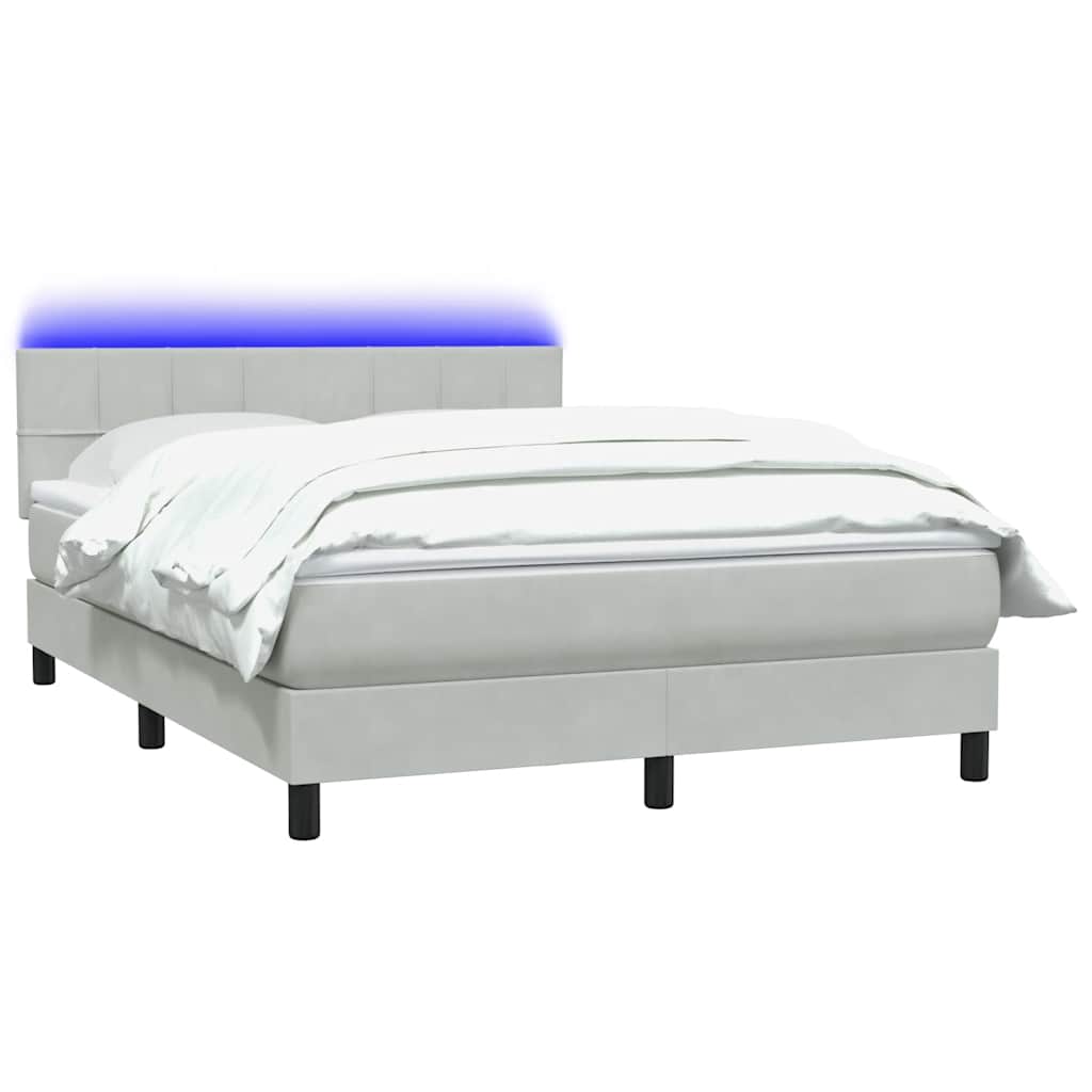 Letto a Molle con Materasso e LED Grigio Chiaro 160x220cm Velluto | homemem39