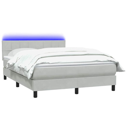 Letto a Molle con Materasso e LED Grigio Chiaro 160x220cm Velluto | homemem39