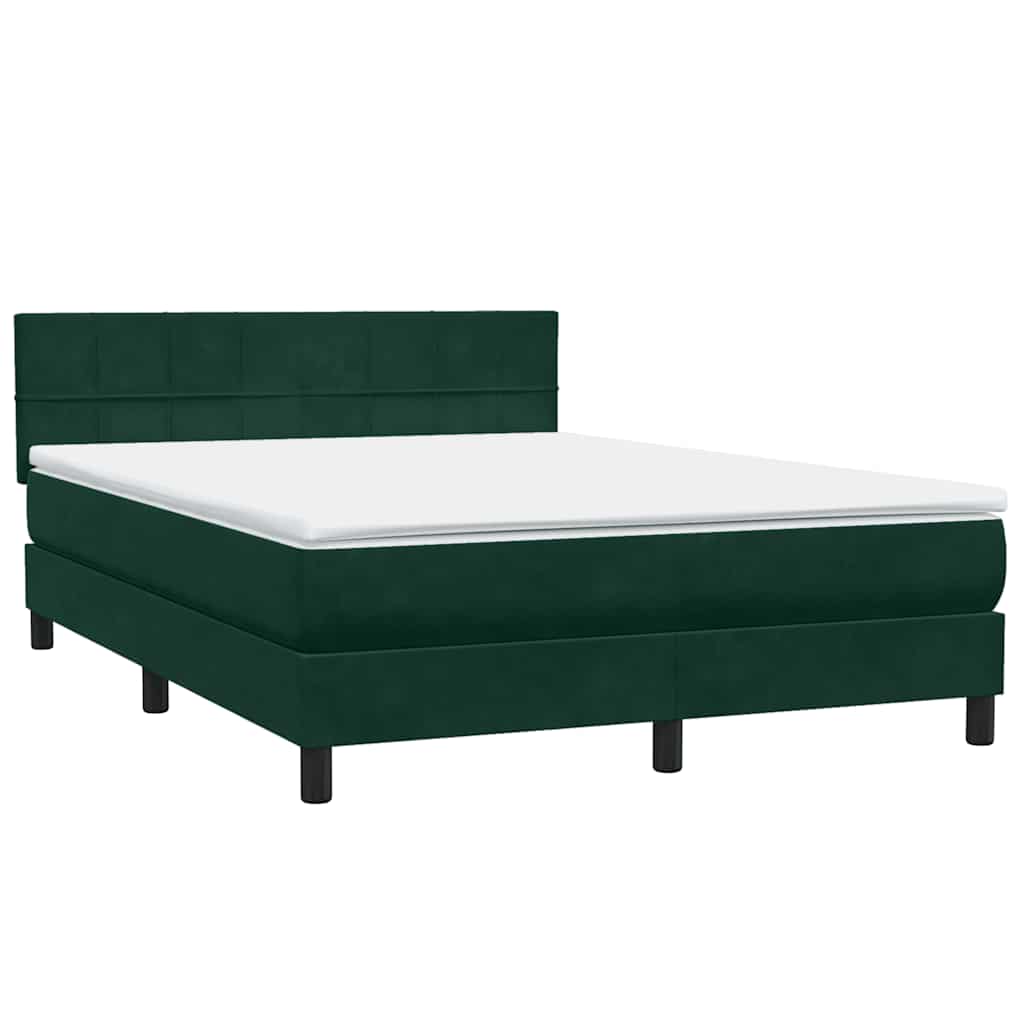 Letto a Molle con Materasso e LED Verde Scuro 160x220 cm Velluto | homemem39