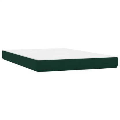 Letto a Molle con Materasso e LED Verde Scuro 160x220 cm Velluto | homemem39