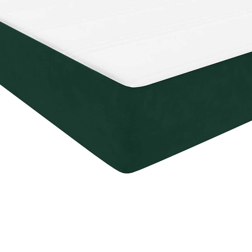 Letto a Molle con Materasso e LED Verde Scuro 160x220 cm Velluto | homemem39