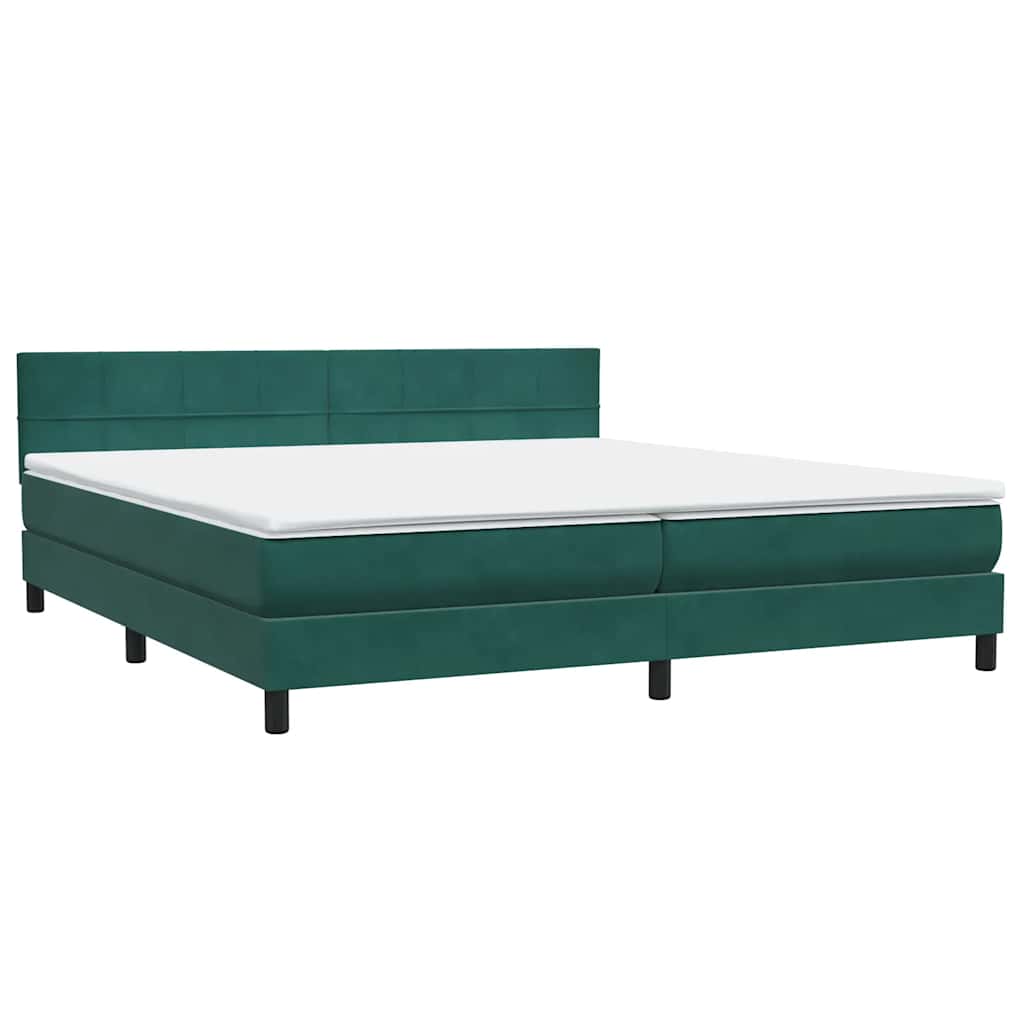 Letto a Molle con Materasso e LED Verde Scuro 180x220 cm Velluto | homemem39