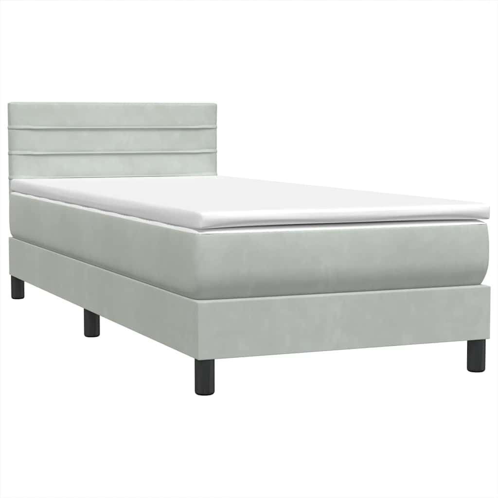 Letto a Molle con Materasso e LED Grigio Chiaro 80x210 cm Velluto | homemem39