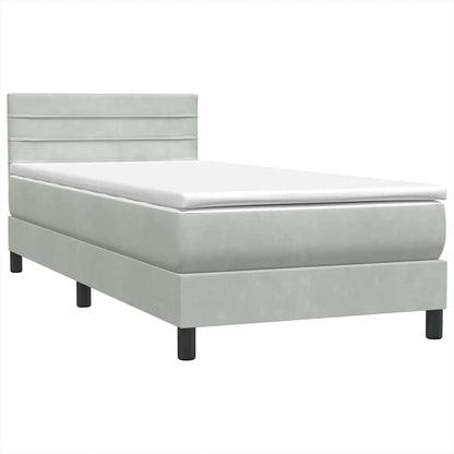Letto a Molle con Materasso e LED Grigio Chiaro 80x210 cm