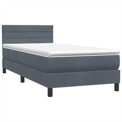 Letto a Molle con Materasso e LED Grigio Scuro 80x210 cm Velluto