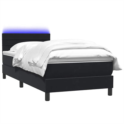 Letto a Molle con Materasso e LED Nero 90x210 cm in Velluto | homemem39