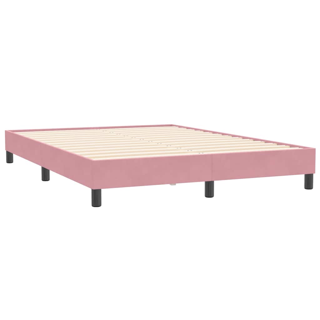Letto a Molle con Materasso e LED Rosa 140x210 cm in Velluto