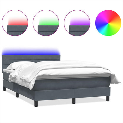Letto a Molle con Materasso e LED Grigio Scuro 160x210 cm Velluto | homemem39