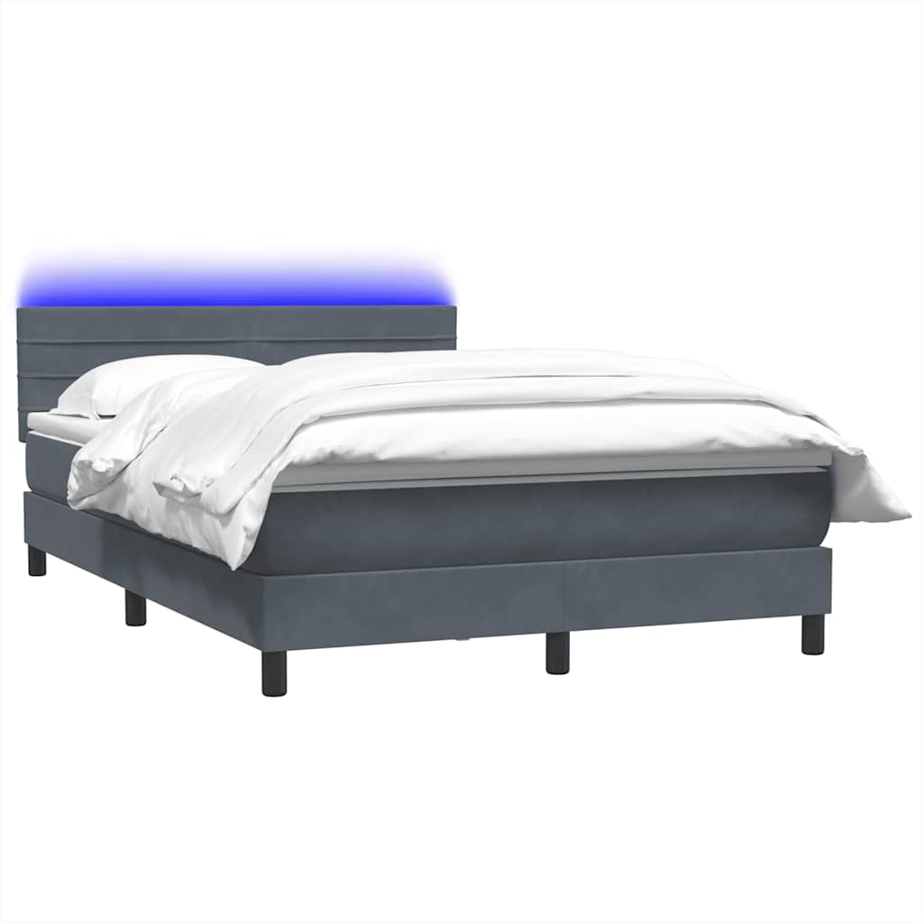 Letto a Molle con Materasso e LED Grigio Scuro 160x210 cm Velluto | homemem39