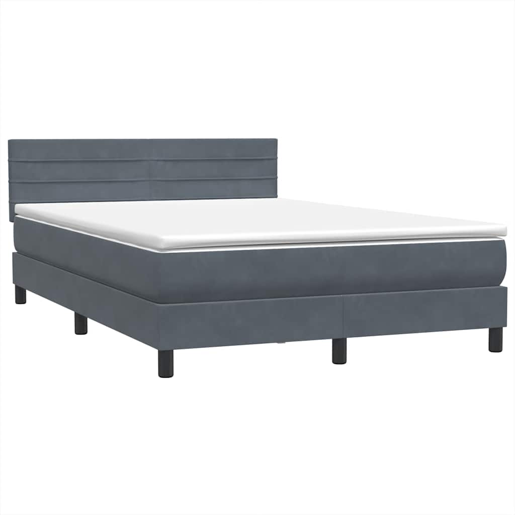 Letto a Molle con Materasso e LED Grigio Scuro 160x210 cm Velluto | homemem39