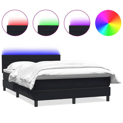 Letto a Molle con Materasso e LED Nero 160x210 cm in Velluto