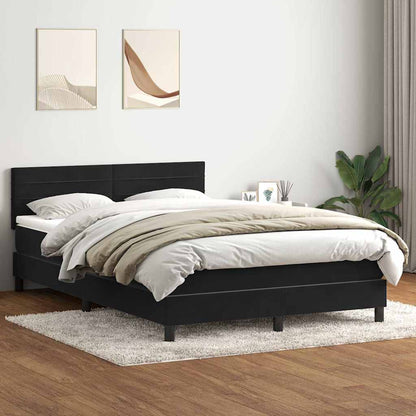 Letto a Molle con Materasso e LED Nero 160x210 cm in Velluto