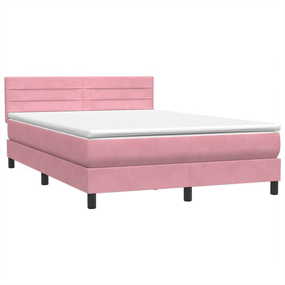 Letto a Molle con Materasso e LED Rosa 160x210 cm in Velluto | homemem39