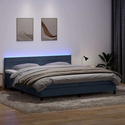 Letto a Molle con Materasso e LED Grigio Scuro 180x210 cm Velluto | homemem39