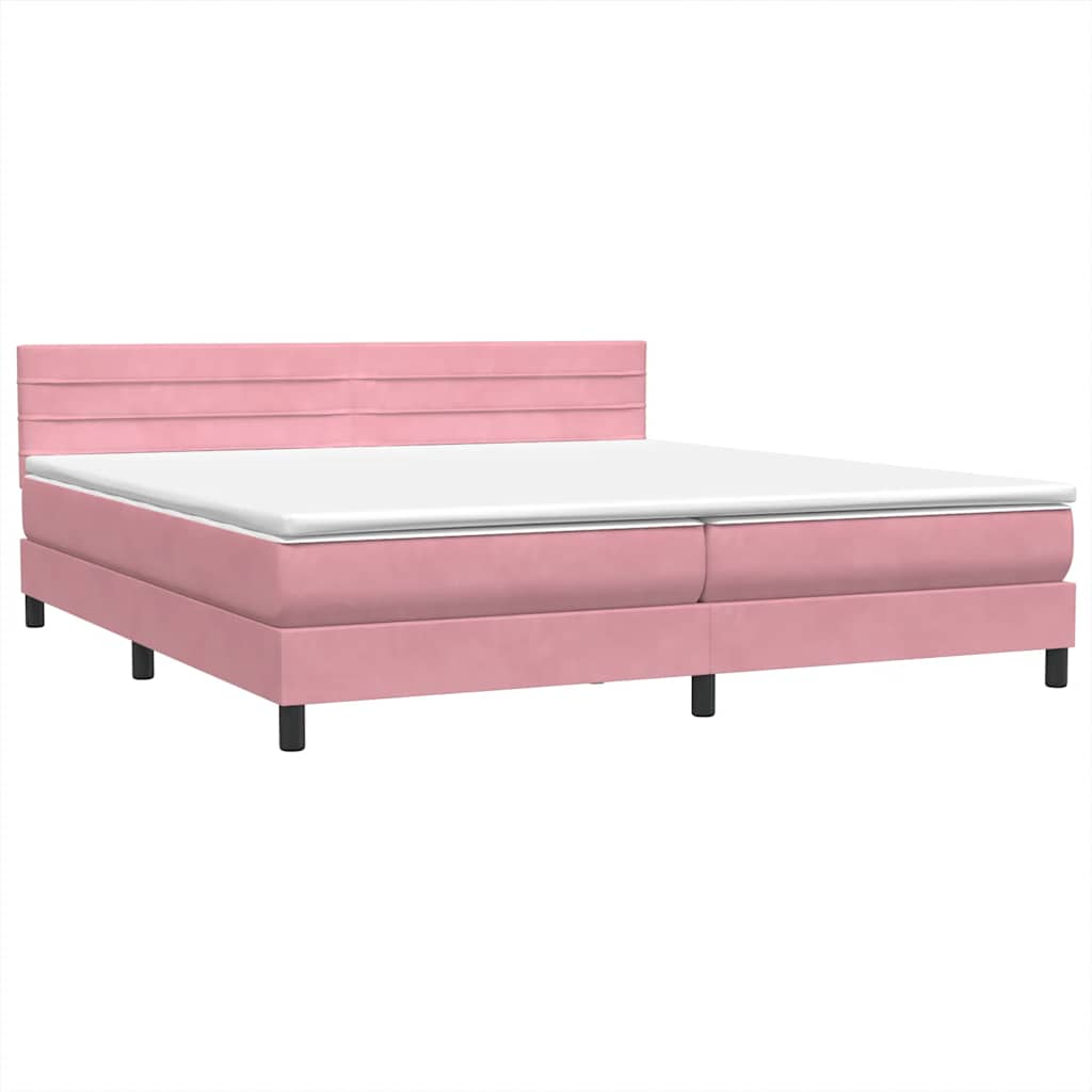 Letto a Molle con Materasso e LED Rosa 180x210 cm in Velluto | homemem39