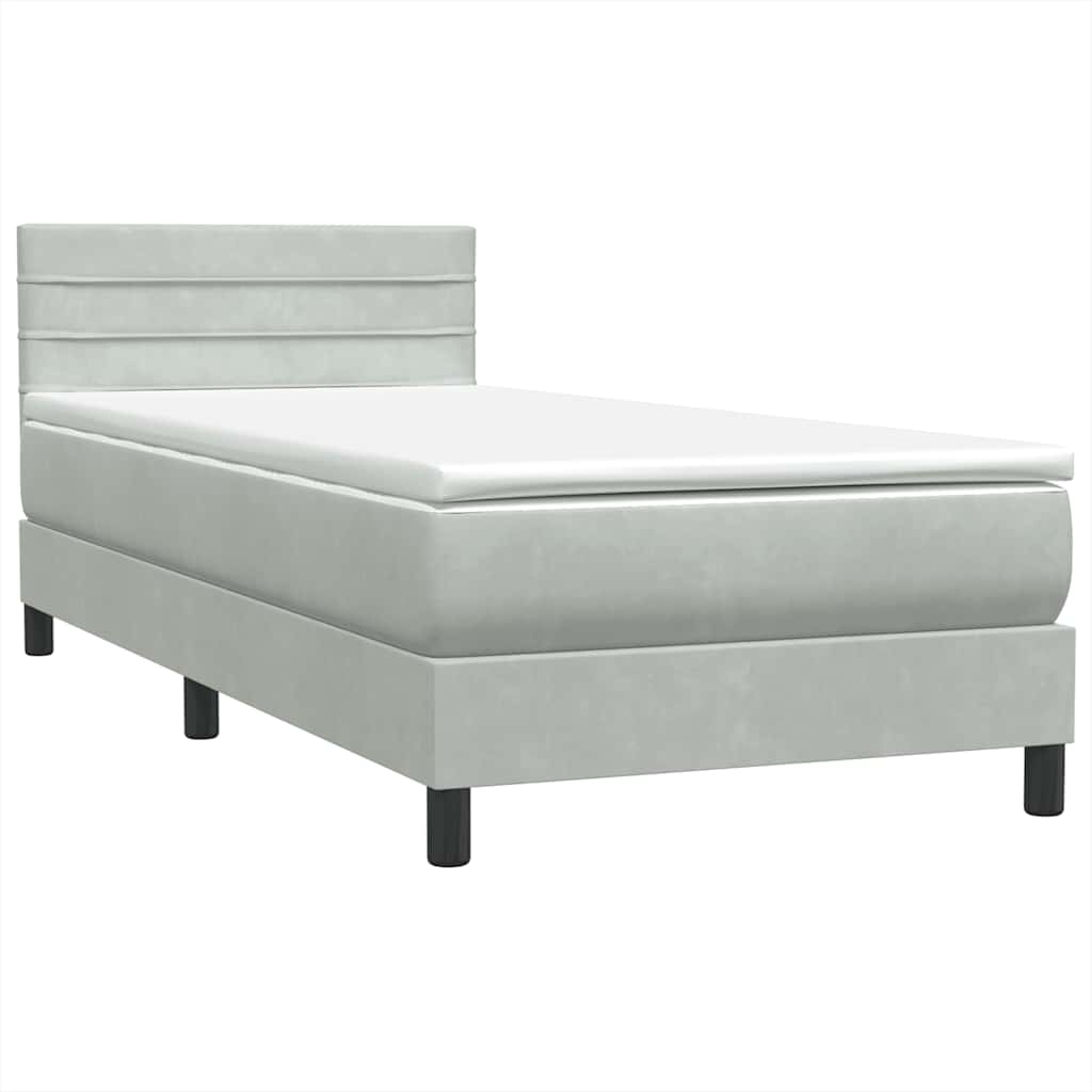 Letto a Molle con Materasso e LED Grigio Chiaro 80x220 cm