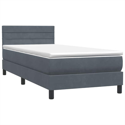 Letto a Molle con Materasso e LED Grigio Scuro 80x220 cm Velluto | homemem39