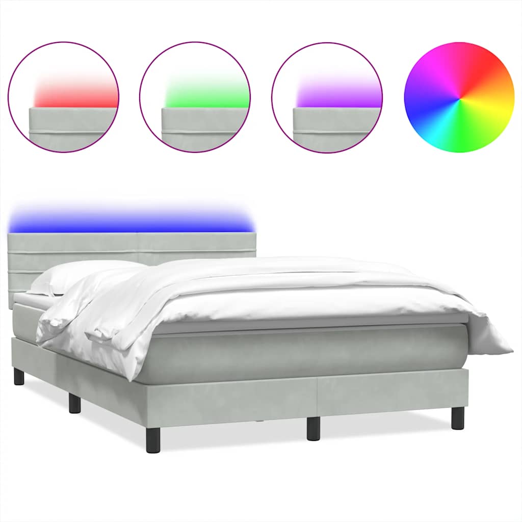 Letto a Molle con Materasso e LED Grigio Chiaro 160x220cm Velluto | homemem39