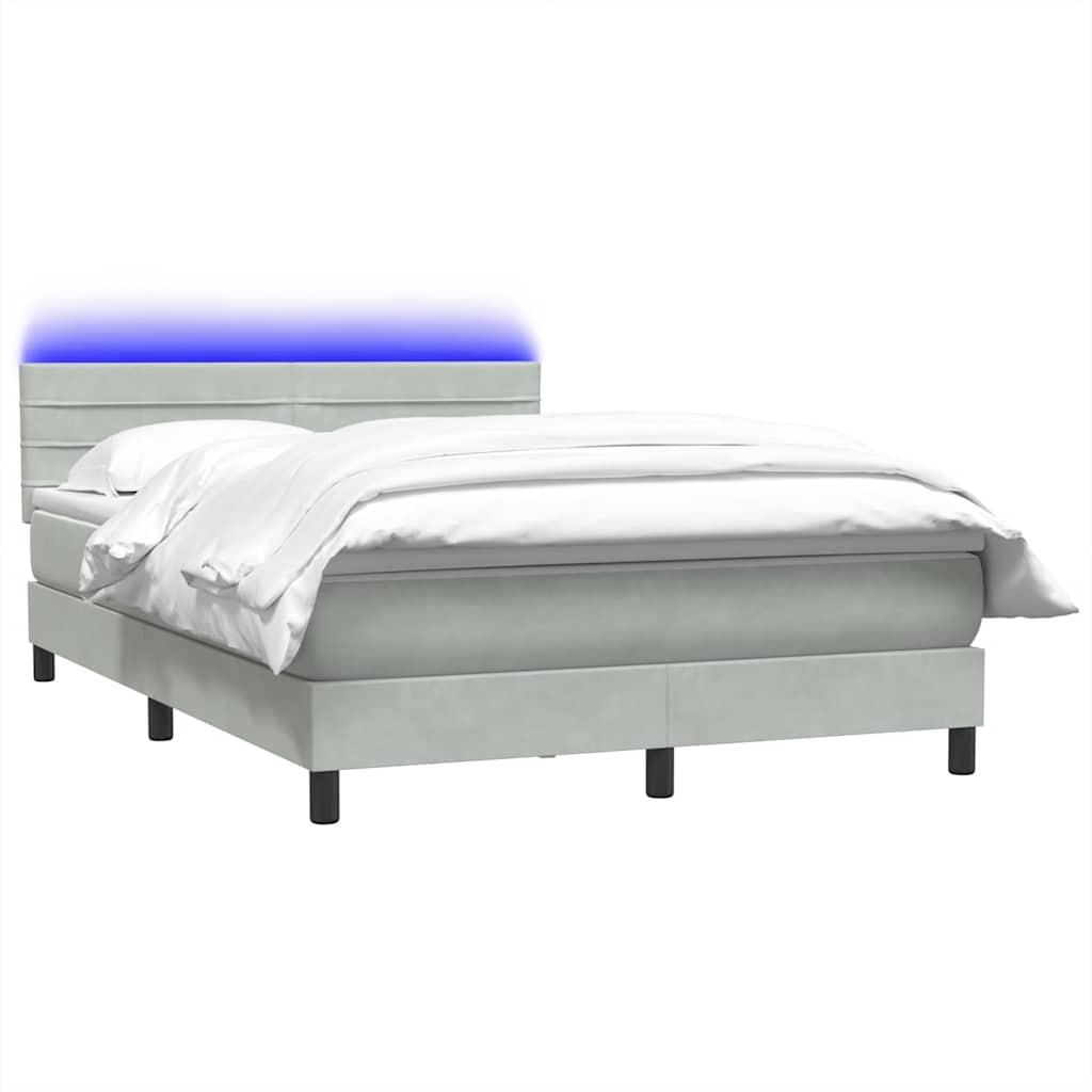 Letto a Molle con Materasso e LED Grigio Chiaro 160x220cm Velluto | homemem39
