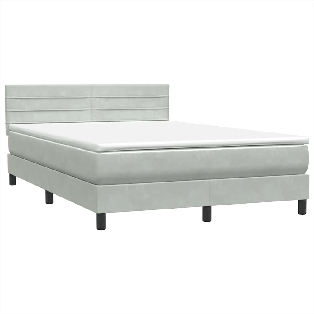 Letto a Molle con Materasso e LED Grigio Chiaro 160x220cm Velluto | homemem39