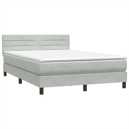 Letto a Molle con Materasso e LED Grigio Chiaro 160x220cm Velluto | homemem39