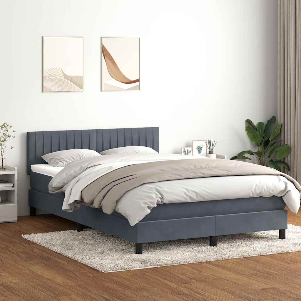 Letto a Molle con Materasso e LED Grigio Scuro 160x210 cm