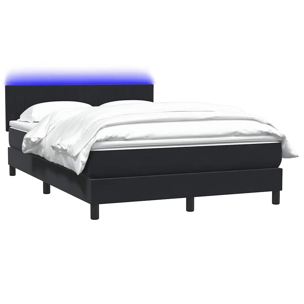 Letto a Molle con Materasso e LED Nero 160x210 cm in Velluto | homemem39