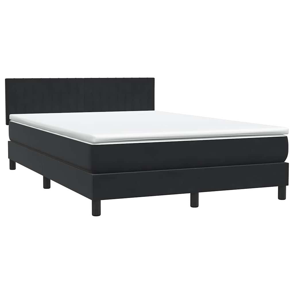 Letto a Molle con Materasso e LED Nero 160x210 cm in Velluto | homemem39