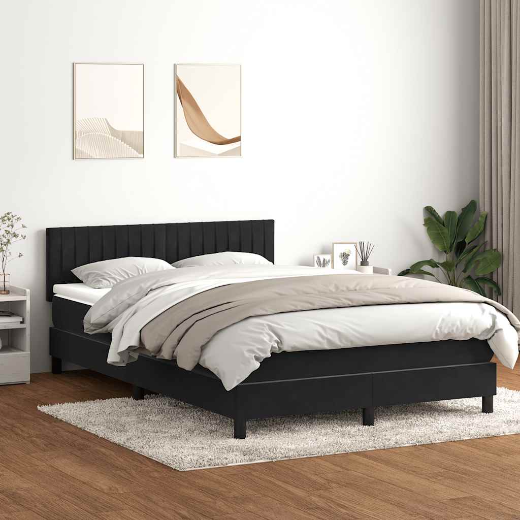 Letto a Molle con Materasso e LED Nero 160x210 cm in Velluto | homemem39