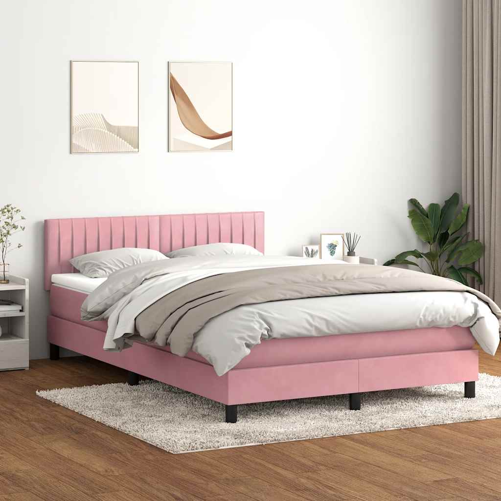 Giroletto a Molle con Materasso Rosa 160x210 cm in Velluto