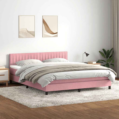 Giroletto a Molle con Materasso Rosa 180x210 cm in Velluto