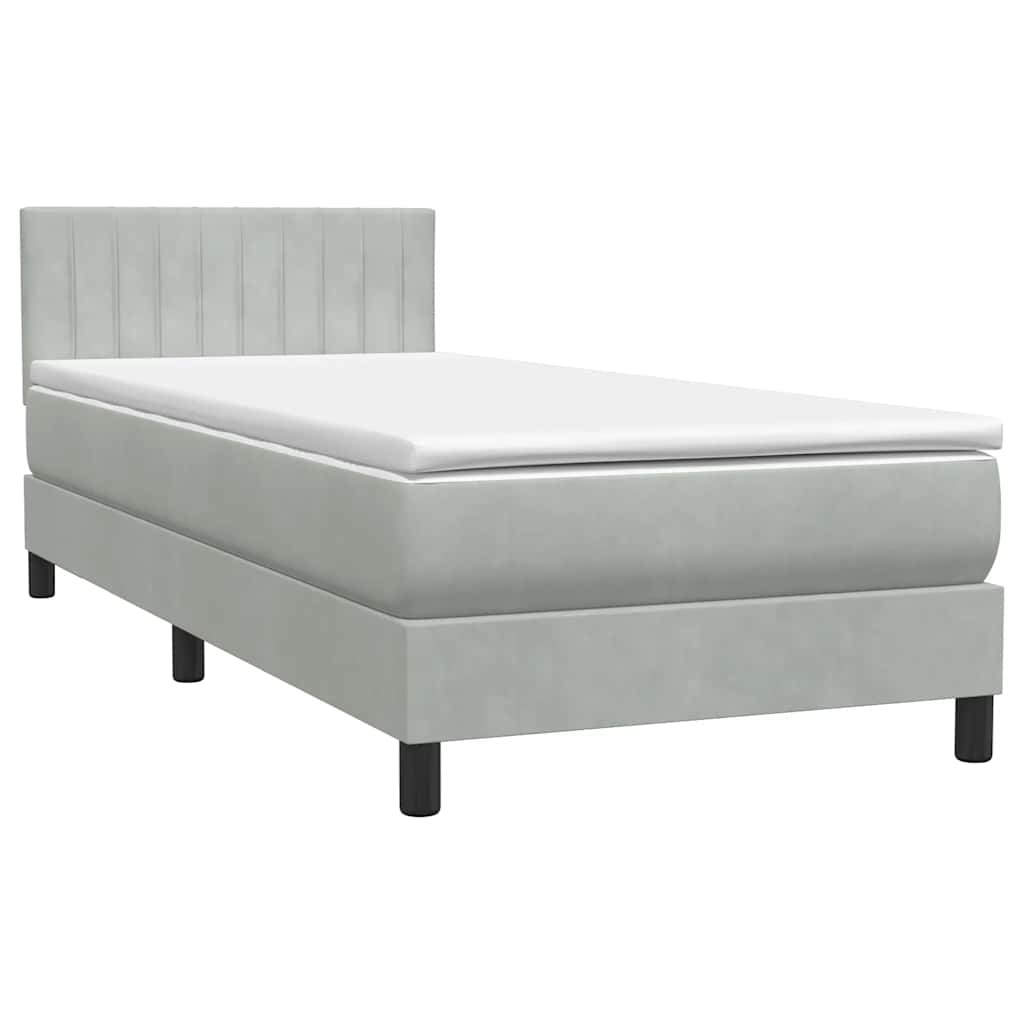 Letto a Molle con Materasso e LED Grigio Chiaro 80x220 cm