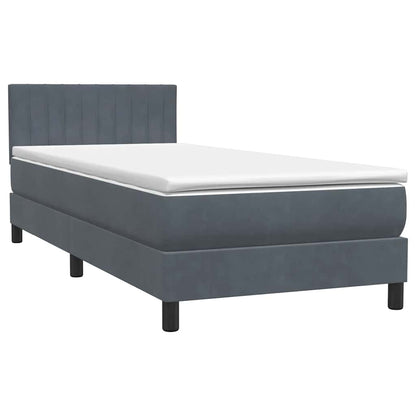 Letto a Molle con Materasso e LED Grigio Scuro 80x220cm Velluto