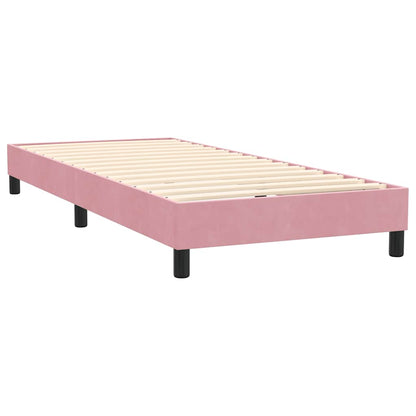 Letto a Molle con Materasso e LED Rosa 80x220 cm Velluto