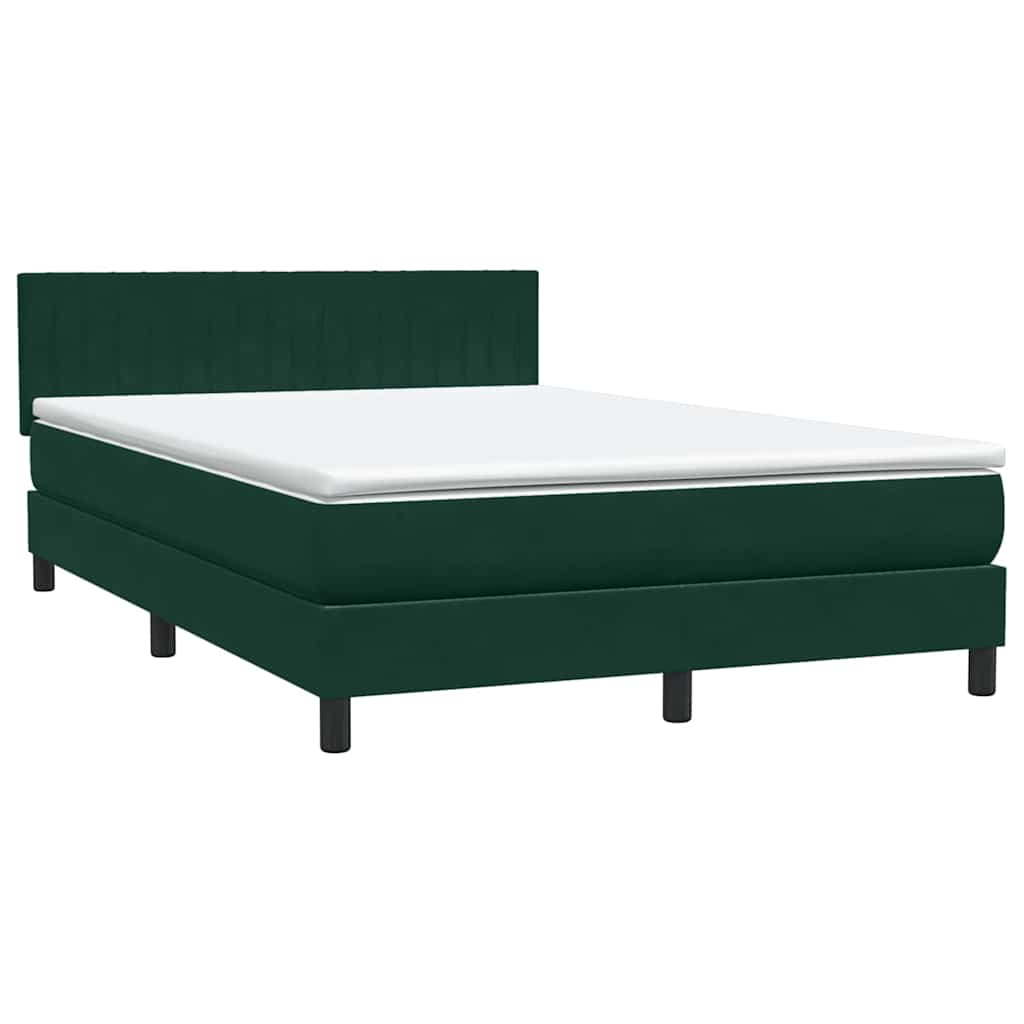 Letto a Molle con Materasso e LED Verde Scuro 160x220 cm Velluto | homemem39