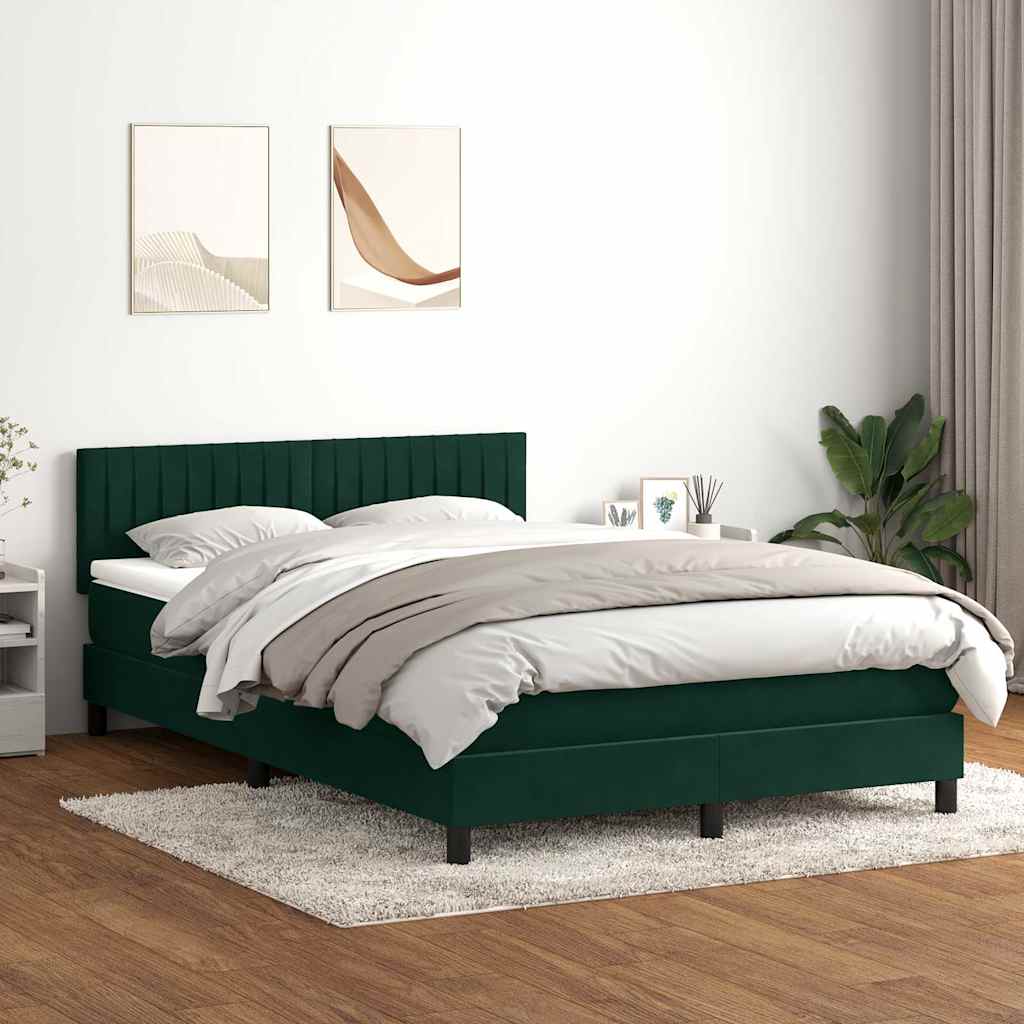 Letto a Molle con Materasso e LED Verde Scuro 160x220 cm Velluto | homemem39