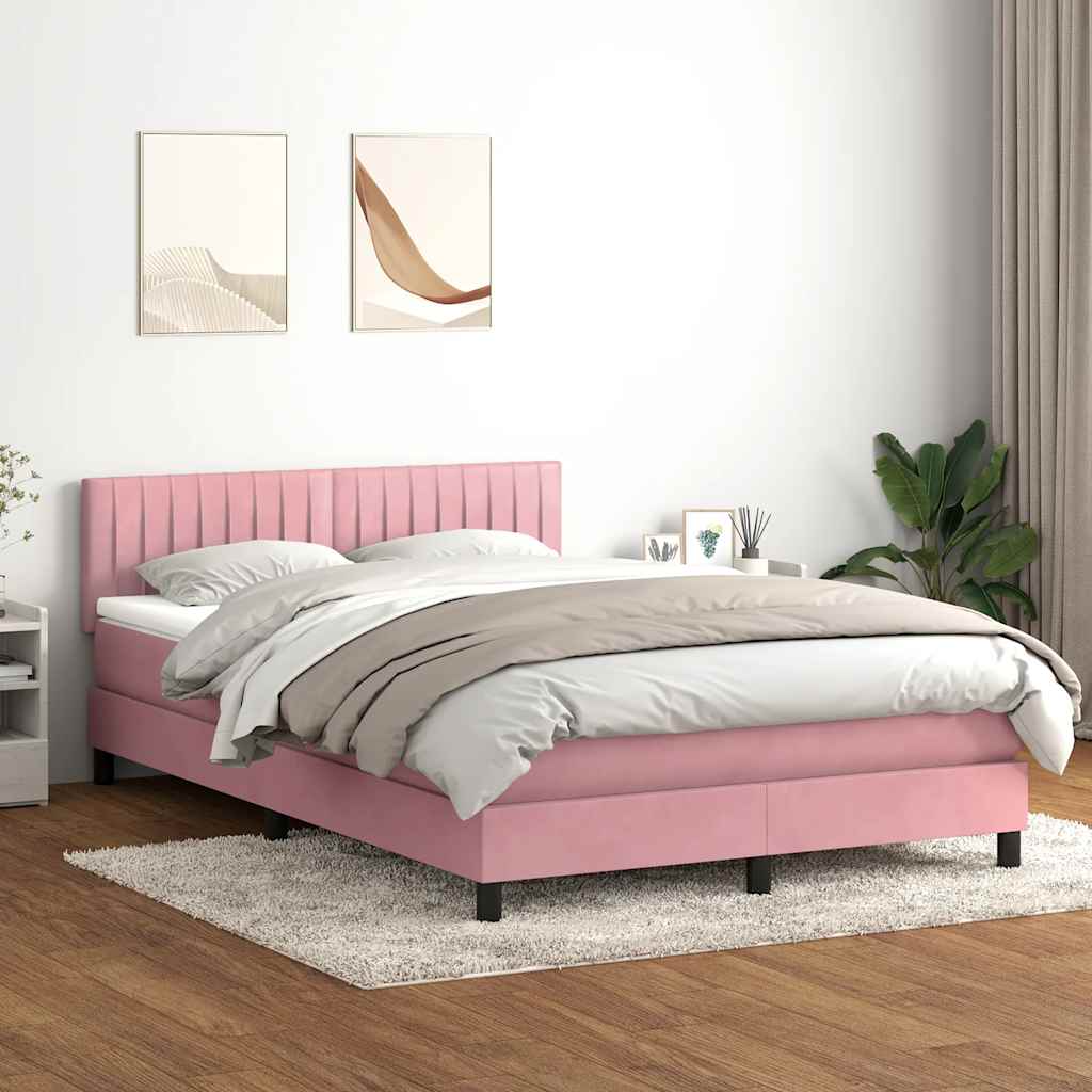 Giroletto a Molle con Materasso Rosa 160x220 cm in Velluto