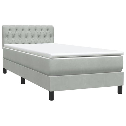 Letto a Molle con Materasso e LED Grigio Chiaro 80x210 cm Velluto | homemem39