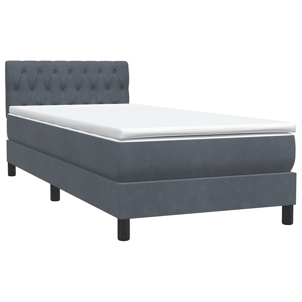 Letto a Molle con Materasso e LED Grigio Scuro 80x210 cm Velluto | homemem39