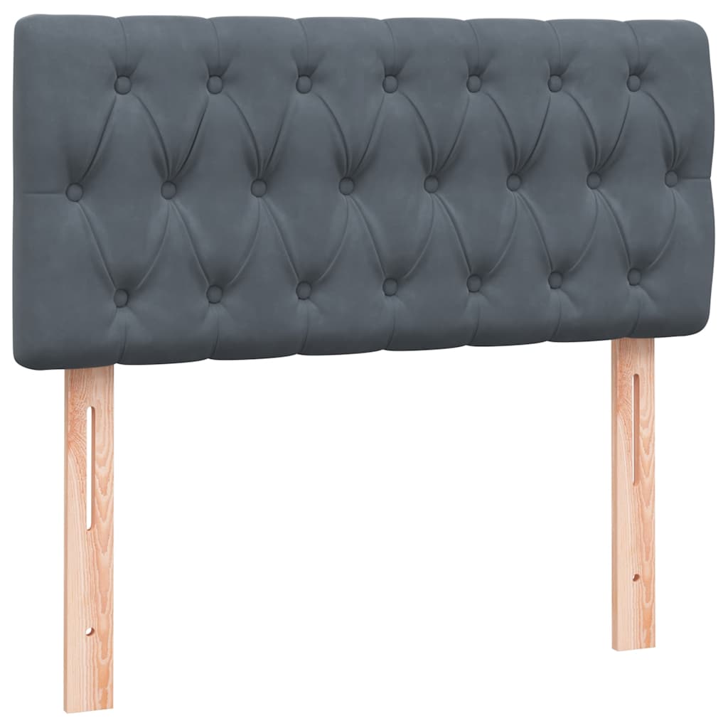 Letto a Molle con Materasso e LED Grigio Scuro 80x210 cm Velluto