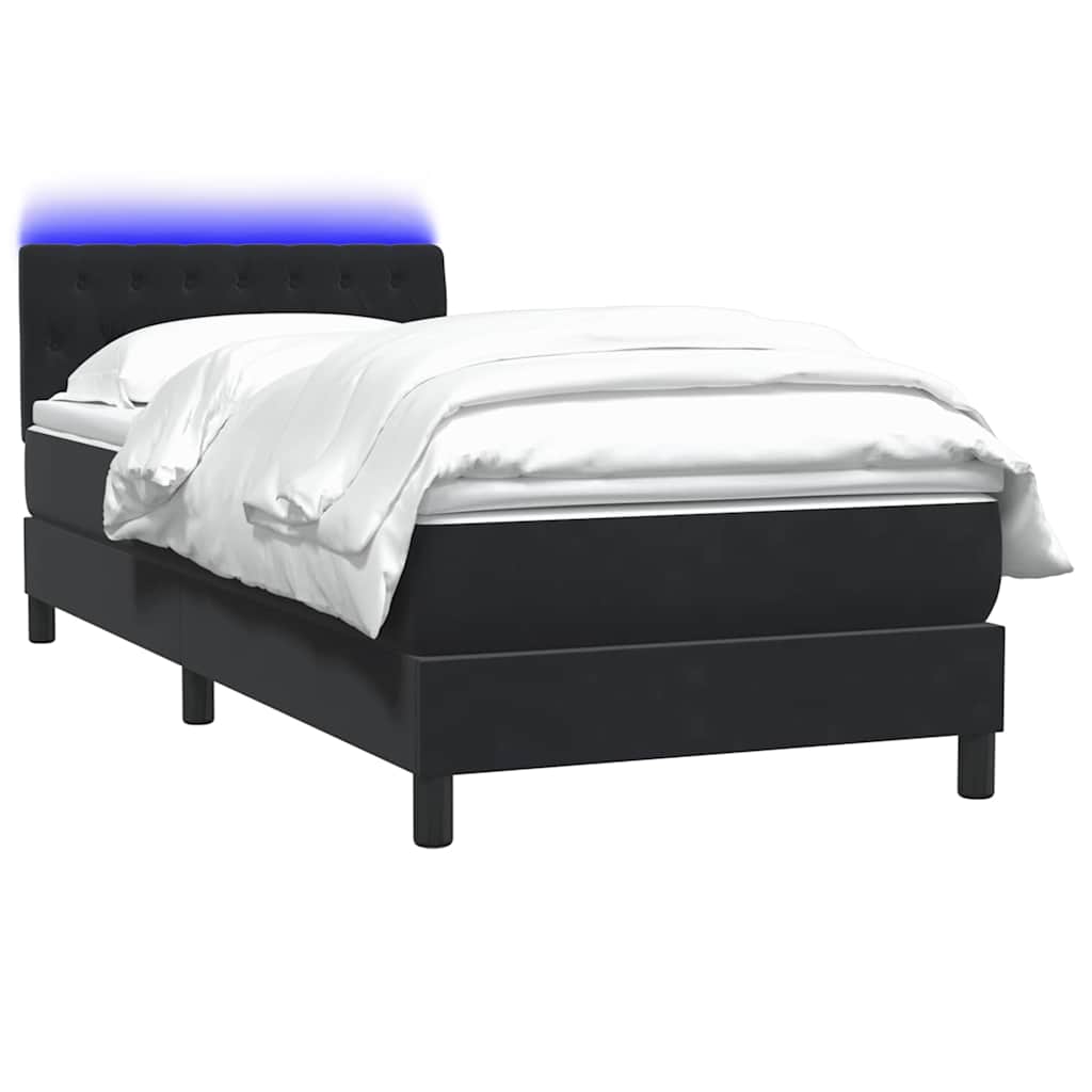 Letto a Molle con Materasso e LED Nero 90x210 cm in Velluto | homemem39