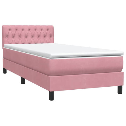 Letto a Molle con Materasso e LED Rosa 90x210 cm Velluto | homemem39