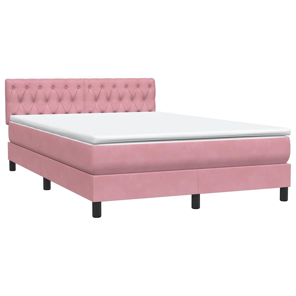 Letto a Molle con Materasso e LED Rosa 140x210 cm in Velluto
